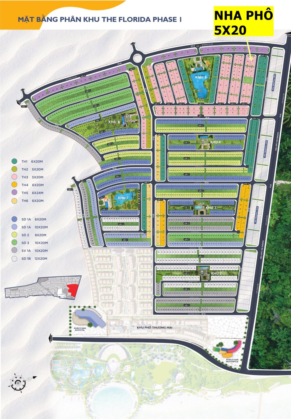 VỊ TRÍ CĂN NHÀ PHỐ 5X20 NOVAWORLD PHAN THIẾT