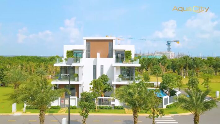 hình ảnh tiến độ nhà mẫu đảo Aqua City