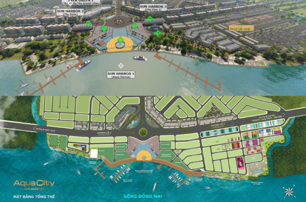 mặt bằng Phân khu Sun Harbor 1 aqua city