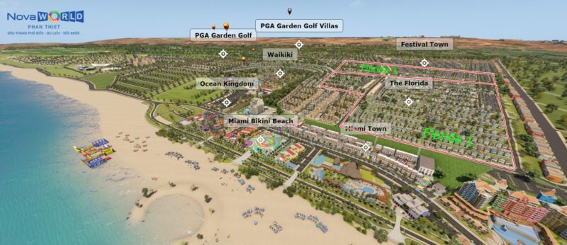 Toàn cảnh phân khu florida novaworld phan thiết Vị trí Florida Novaworld Phan Thiết