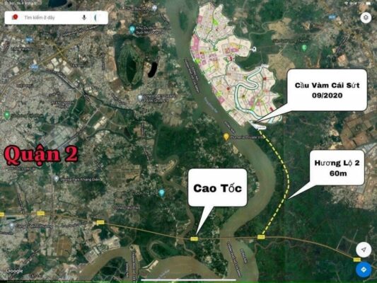 đường hương lộ 2 kết nối cao tốc với Aqua city