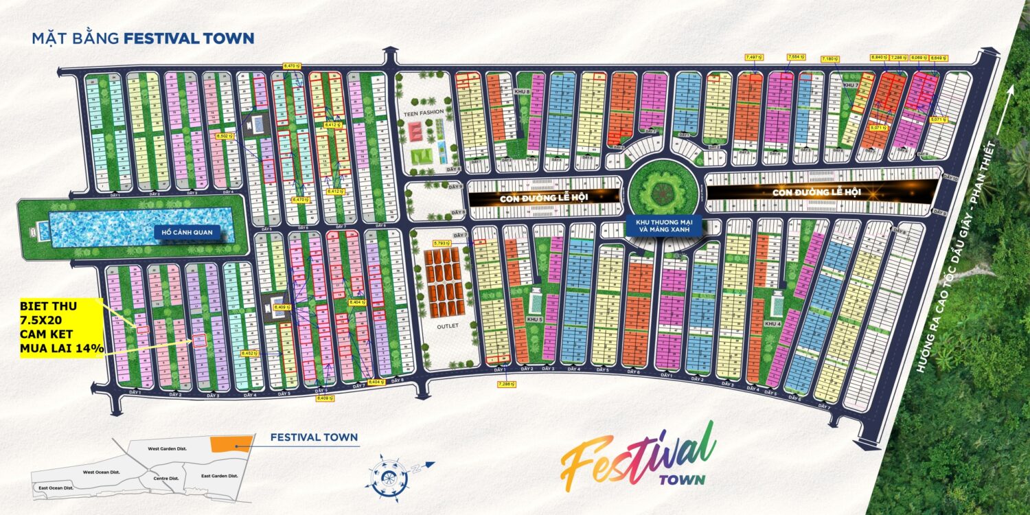 Vị trí 3 căn biệt thự festival 7.5x20