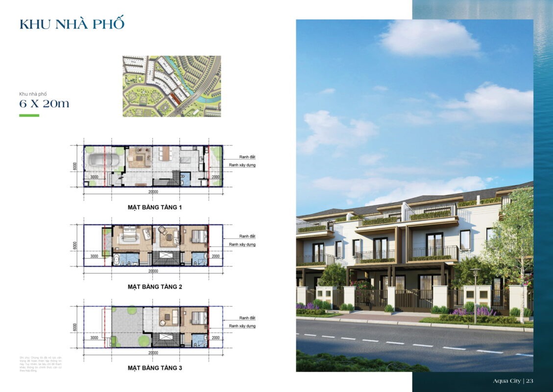 mẫu nhà nhà phố khu the suite sun harbor 2 Aqua City