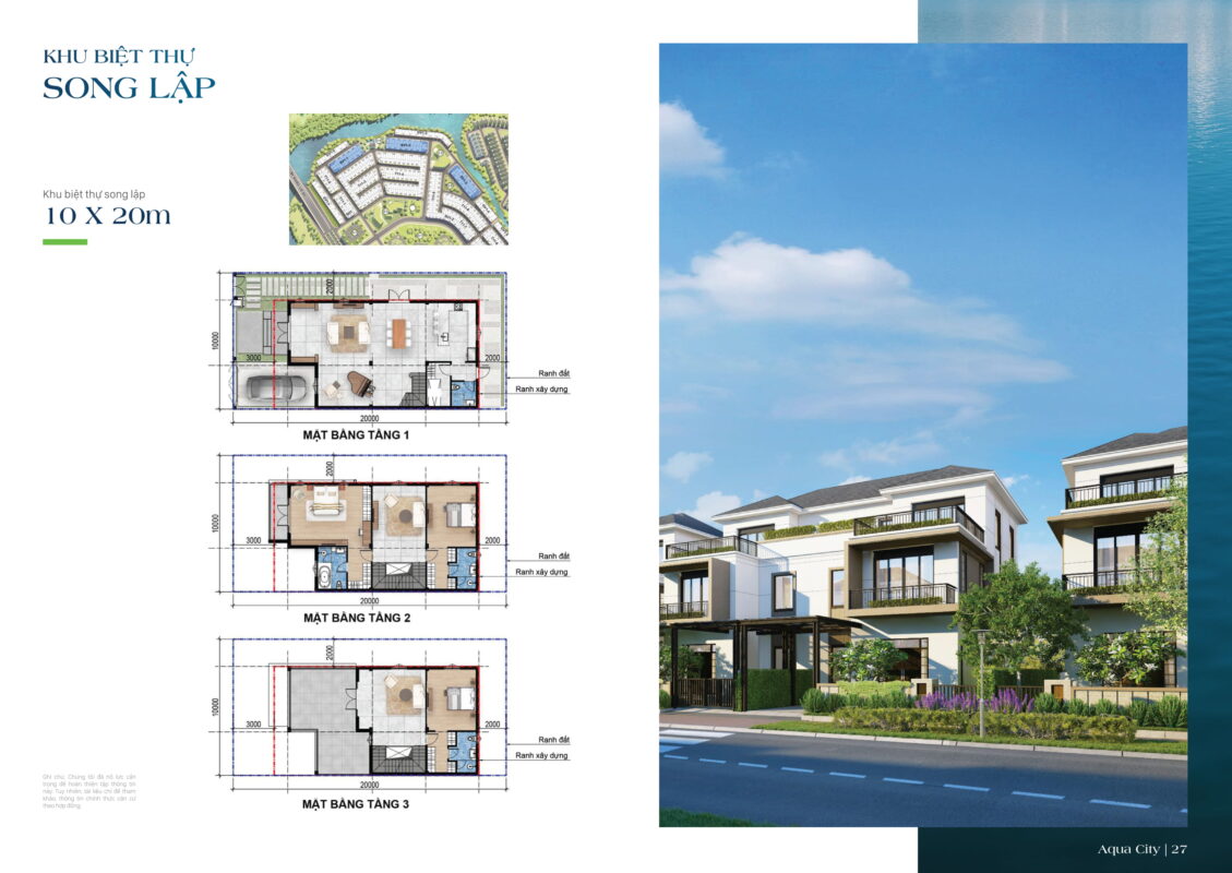 mẫu nhà biệt thự song lập khu the suite sun harbor 2 Aqua City