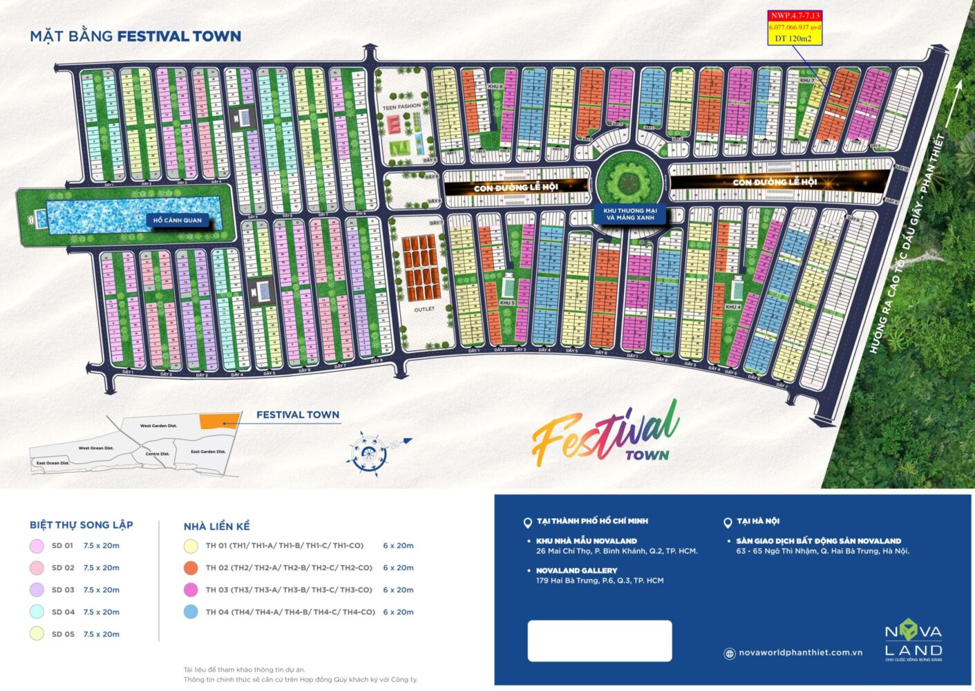 vị trí nhà phố Festival 6x20
