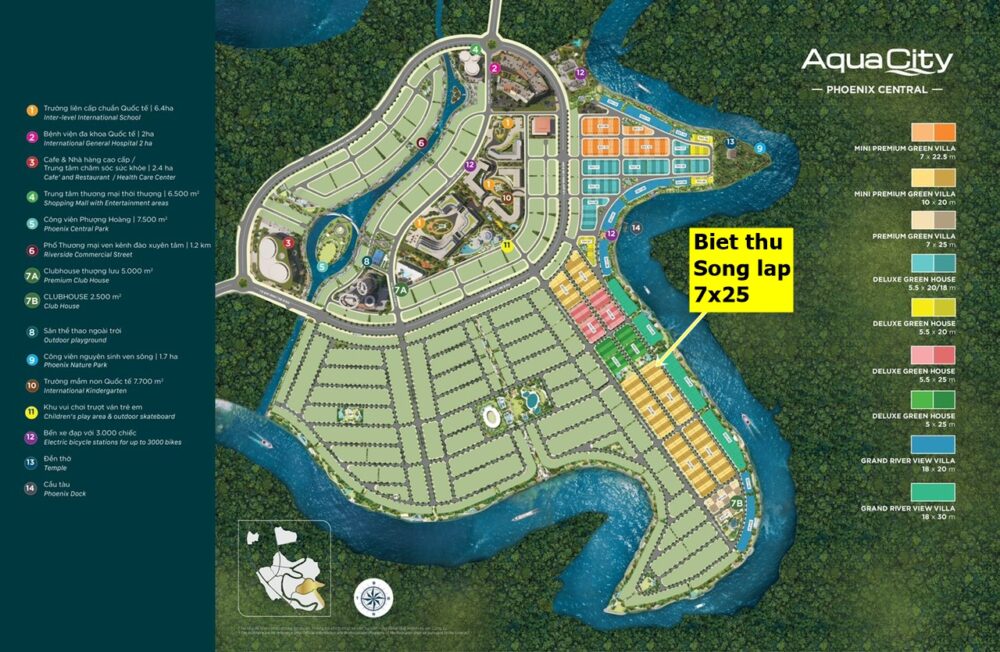 vị trí Biệt thự Đảo Phượng Hoàng 7x25 - Phoenix Central