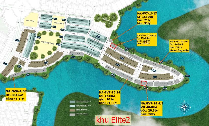 giá biệt thự đơn lập sông aqua city khu elite 2